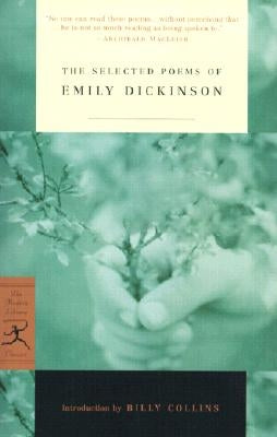 Paperback of The Selected Poems of Emily Dickinson by Modern Library, showing the book cover with poetic artwork and title.