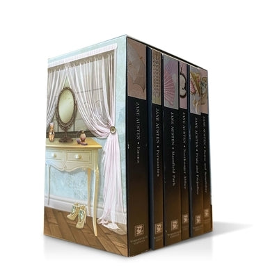 Boxed set of Jane Austen novels from Wordsworth Editions, featuring classic book covers and comprehensive collection of Austen's works.