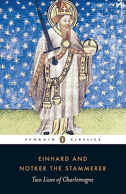 Paperback of "Two Lives of Charlemagne" by Penguin Group showing the book cover with title and author details.