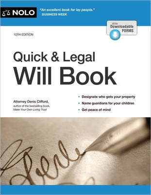 Quick & Legal Will Book by Clifford, Denis