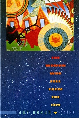 Paperback of "The Woman Who Fell from the Sky: Poems" by W. W. Norton & Company, featuring a colorful cover with poetic imagery.