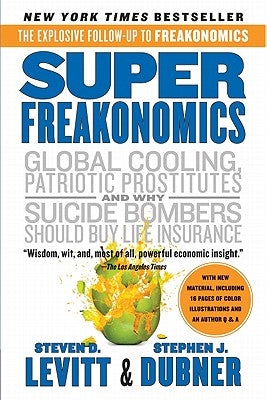 Cover image of "Superfreakonomics" book by William Morrow & Company, featuring bold title text on a colorful background.
