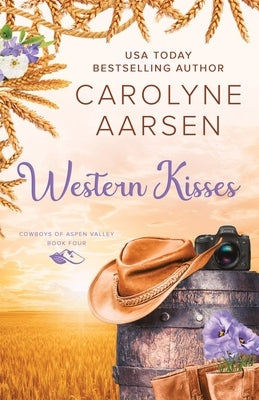 Western Kisses paperback by Carolyne Aarsen showing the book cover with Western-themed artwork and title text.