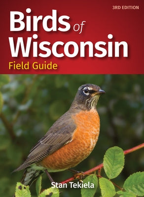 Paperback Birds of Wisconsin Field Guide by Adventure Publications showing colorful illustrations of various Wisconsin bird species.