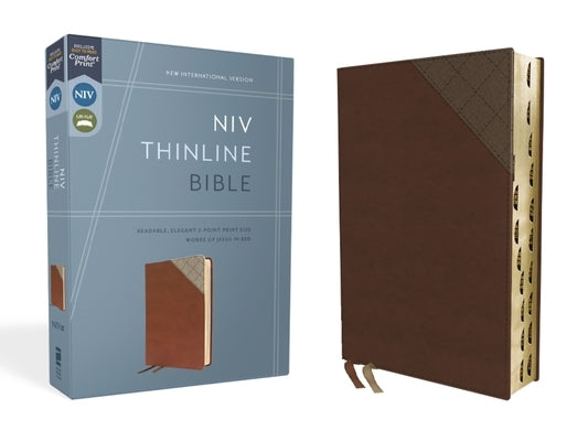 Niv, Thinline Bible, Leathersoft, Brown, Red Letter, Thumb Indexed, Comfort Print by Zondervan