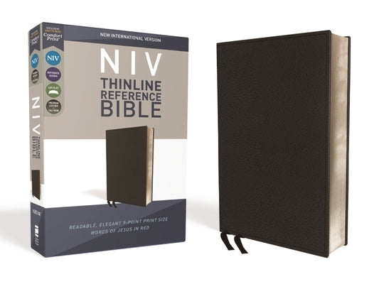 NIV, Thinline Reference Bible, Premium Bonded Leather, Black, Red Letter Edition, Comfort Print by Zondervan