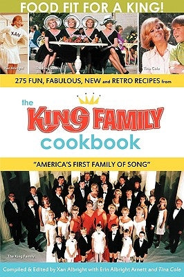 Paperback of The King Family Cookbook by BearManor Media, featuring a cover with images of family recipes and culinary illustrations.