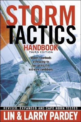 Paperback of the Storm Tactics Handbook by Pardey Books, showing the cover with maritime illustrations and title text.