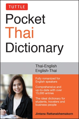 Paperback Tuttle Pocket Thai Dictionary by Tuttle Publishing, showing the front cover with Thai and English text on a white background.