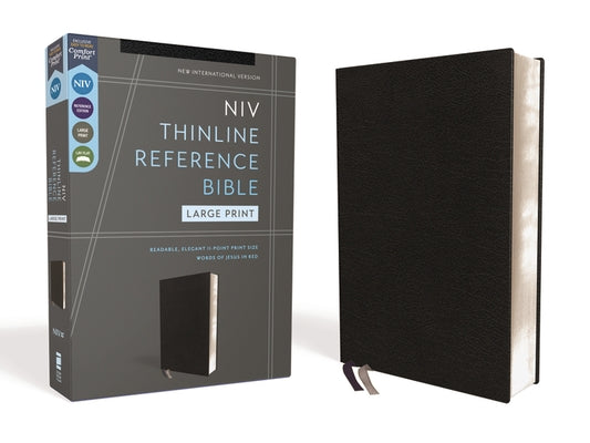 Niv, Thinline Reference Bible (Deep Study at a Portable Size), Large Print, European Bonded Leather, Black, Red Letter, Comfort Print by Zondervan