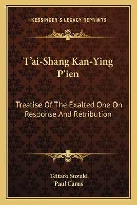Paperback book titled "T'Ai-Shang Kan-Ying P'Ien" on response and retribution by Kessinger Publishing, featuring a plain cover with text.