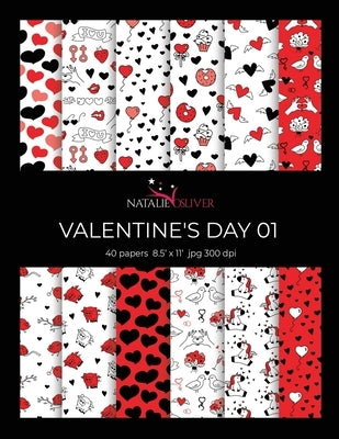 Valentine's day 01: Scrapbooking, Design and Craft Paper, 40 sheets, 12 designs, size 8.5 "x 11", from Natalie Osliver by Osliver, Natalie