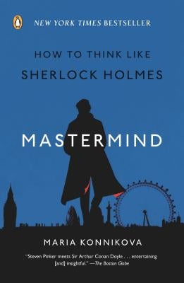 Paperback book titled "Mastermind: How to Think Like Sherlock Holmes" by Penguin Books with a cover featuring Holmes-inspired imagery.