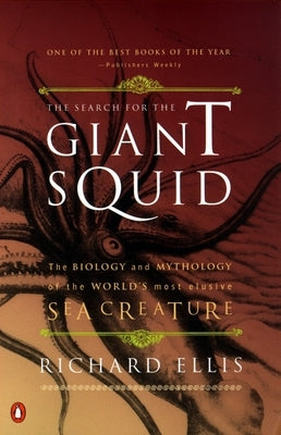 Paperback book titled "The Search for the Giant Squid" by Penguin Books, featuring a cover image of a giant squid illustration.