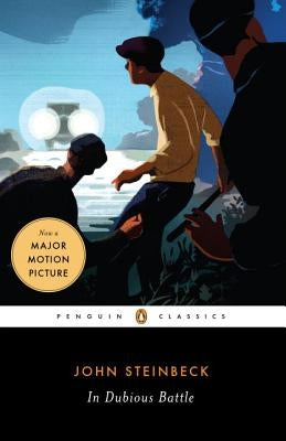 Paperback of "In Dubious Battle" by Penguin Group, showing the book cover with title and author details.