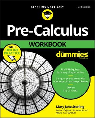 Pre-Calculus Workbook for Dummies by For Dummies, featuring a colorful cover with mathematical charts and educational content.