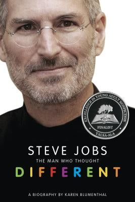 Paperback biography of Steve Jobs titled "The Man Who Thought Different" by Square Fish, showing the book cover.