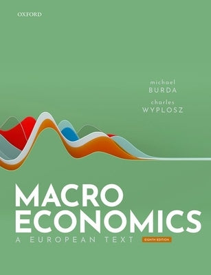 Paperback of Macroeconomics 8th Edition by Oxford University Press, USA, featuring a cover with economic graphs and charts.