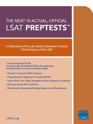 10 Next, Actual Official LSAT Preptests: (preptests 29-38) by Law School Admission Council