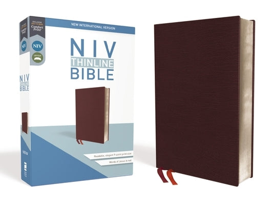 NIV, Thinline Bible, Bonded Leather, Burgundy, Red Letter Edition by Zondervan