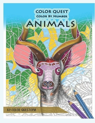 Color Quest Color by Number Animals: Jumbo Adult Coloring Book for Stress Relief by Color Questopia