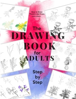 Paperback book titled "How to Draw Flowers and Trees" with colorful illustrated cover showing floral and tree sketches.