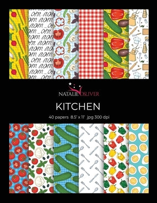 Assorted scrapbook and craft paper sheets from Natalie Osliver, 12 designs, 8.5"x11" size, in a paperback package.