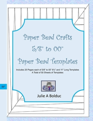Paperback paper bead craft templates showing 25 pages with various lengths including 5/8", 8 1/2", and 11" for jewelry making.
