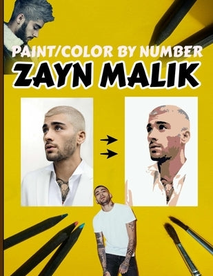 Color by number book featuring Zayn Malik, relaxing coloring pages for fans, paperback with easy and satisfying designs.