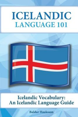 Icelandic Vocabulary paperback language guide by Preceptor Language Guides, open to pages with Icelandic words and translations.