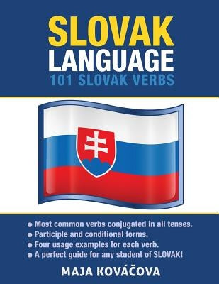 Paperback book titled "101 Slovak Verbs" by Preceptor Language Guides featuring a cover with Slovak language text.