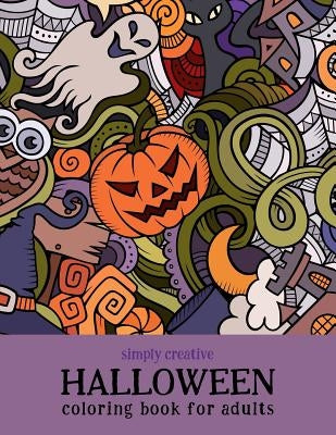 Simply Creative Halloween coloring book for adults, paperback with spooky illustrations and intricate designs for seasonal coloring.