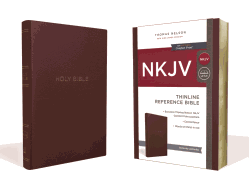 NKJV, Thinline Reference Bible, Leather-Look, Burgundy, Red Lett - SureShot Books Publishing LLC